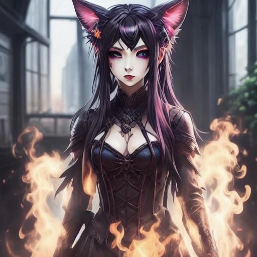 Anime Creature with Sharp Claws in Deep Colors