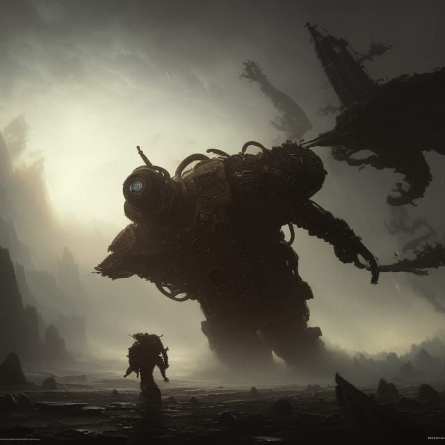 Epic Astronaut in Dark Fantasy Landscape