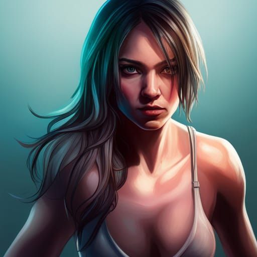 Hyperrealistic Gamer Girl Splash Art Concept