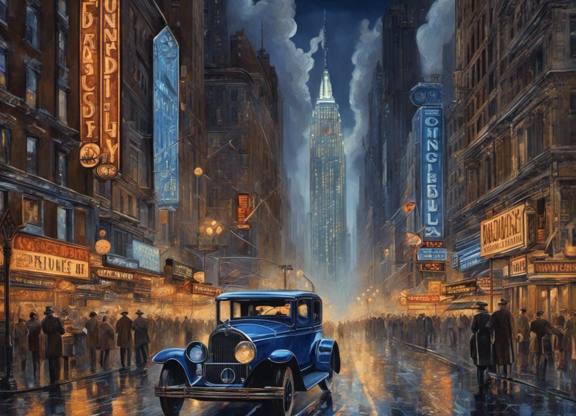 Art Deco Jazz Age New York City Painting