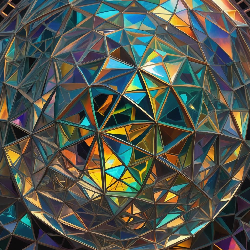 Futuristic Geodesic Dome in Escher Lithography Style