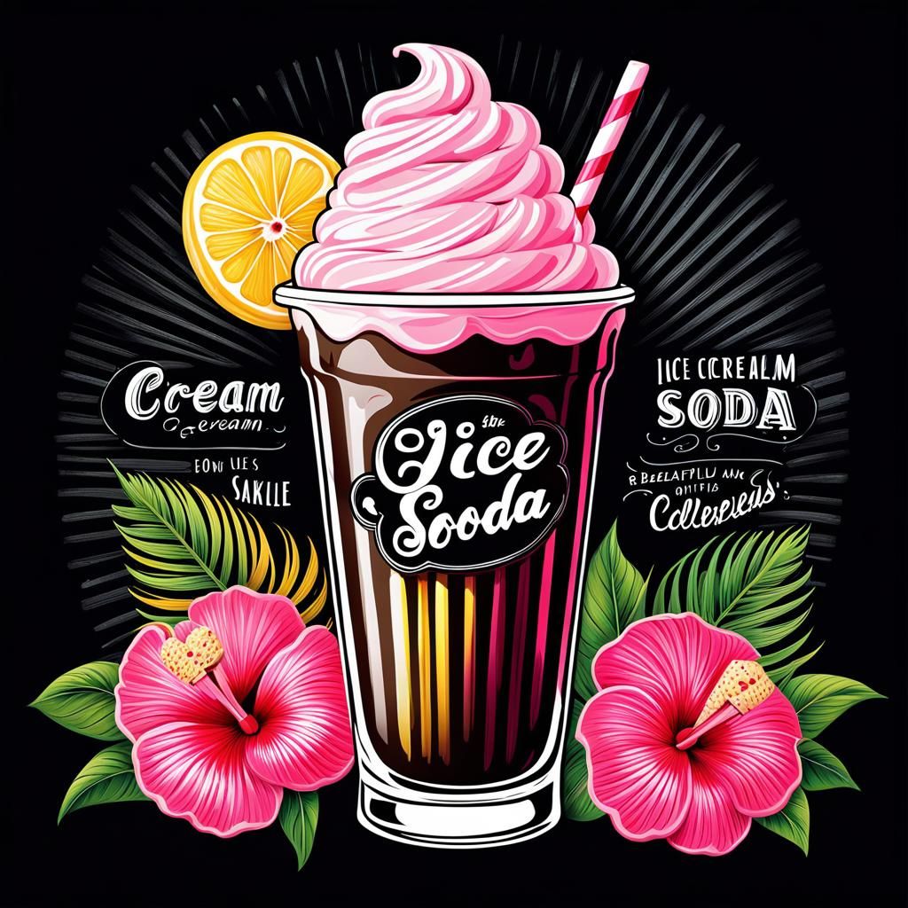 Vintage Ice Cream Soda Blackboard Art