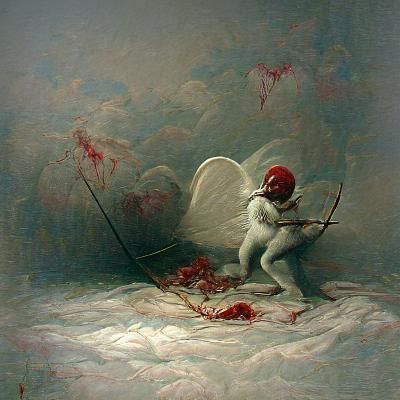 Terrifying Cupid in Gothic Horror Style