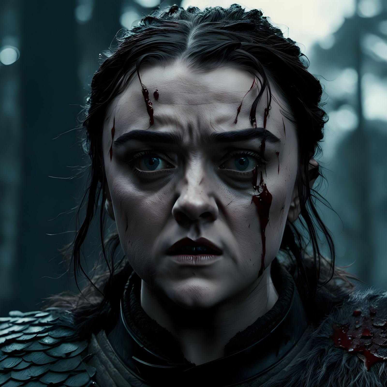 Arya Stark Film Still: Gritty Dark Fantasy
