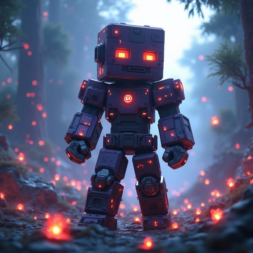 Anime-Inspired Minecraft Creeper in Futuristic Exosuit