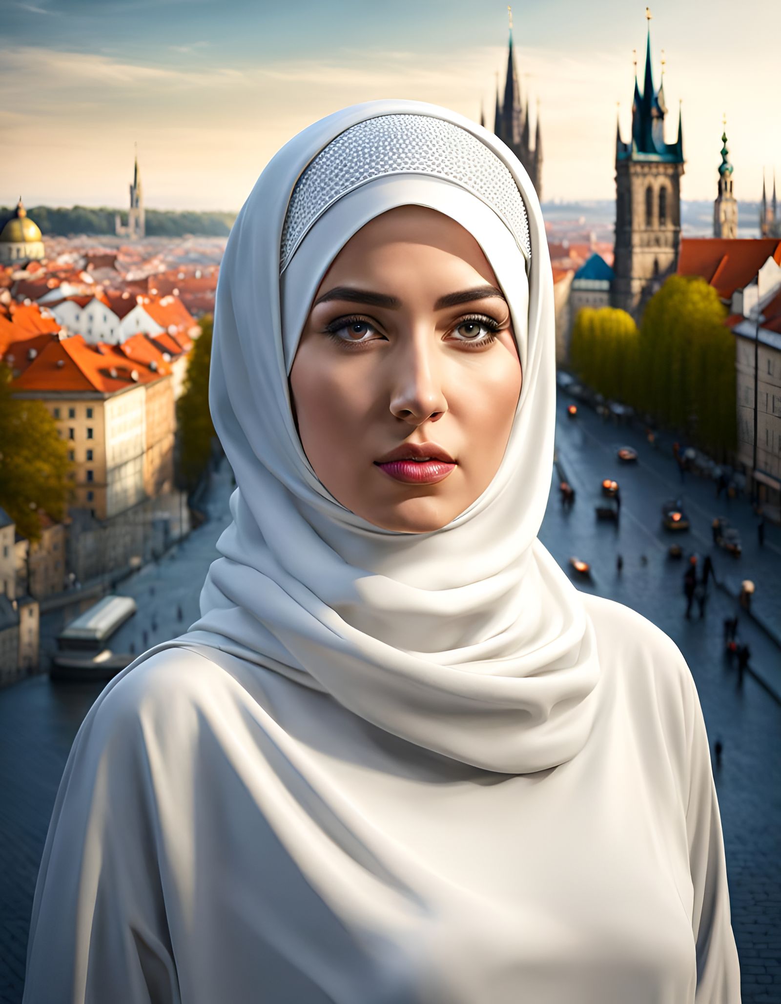 Chubby Czech Girl in Hijab and Oversized Tee