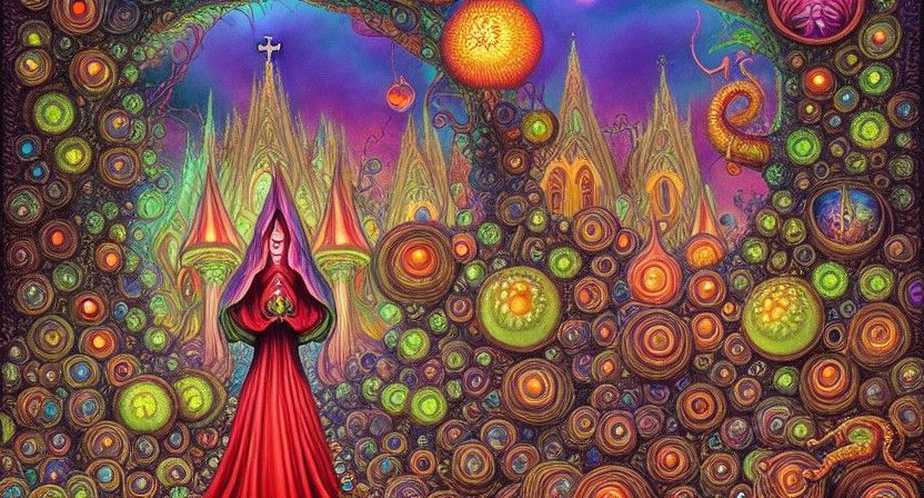 Fly Agaric Church: Colorful Eldritch Elemental Design