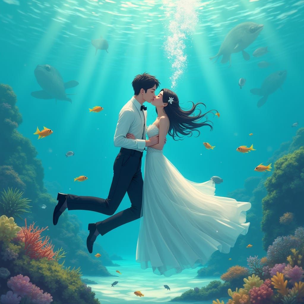 Underwater Kiss: Anime Romance in Turquoise Waters