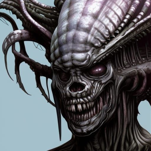 Hyperdetailed Predator Portrait in Dark Fantasy Style