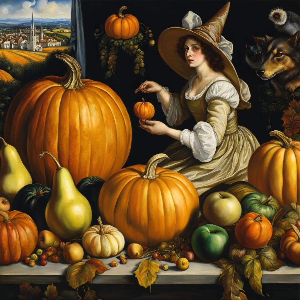 Detailed Chalk Drawing: Witches in Dream City