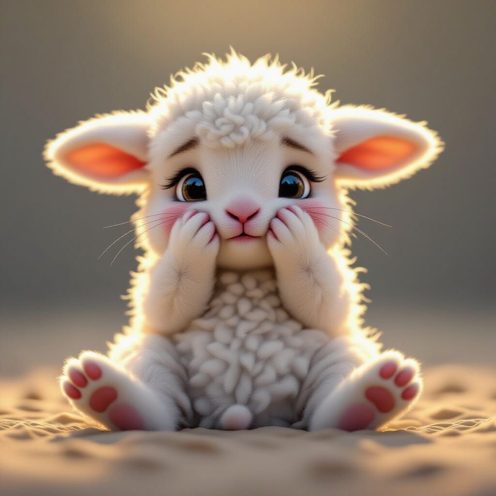 Comically Panicked Lamb in Ultra-Realistic 4K Detail
