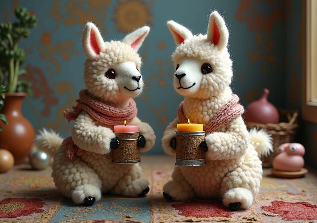 Candlewicked Llamas in Pyjamas: Felted Textile Art