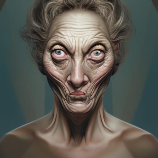 Grotesque Hybrid Woman Portrait in Detailed Digital Art