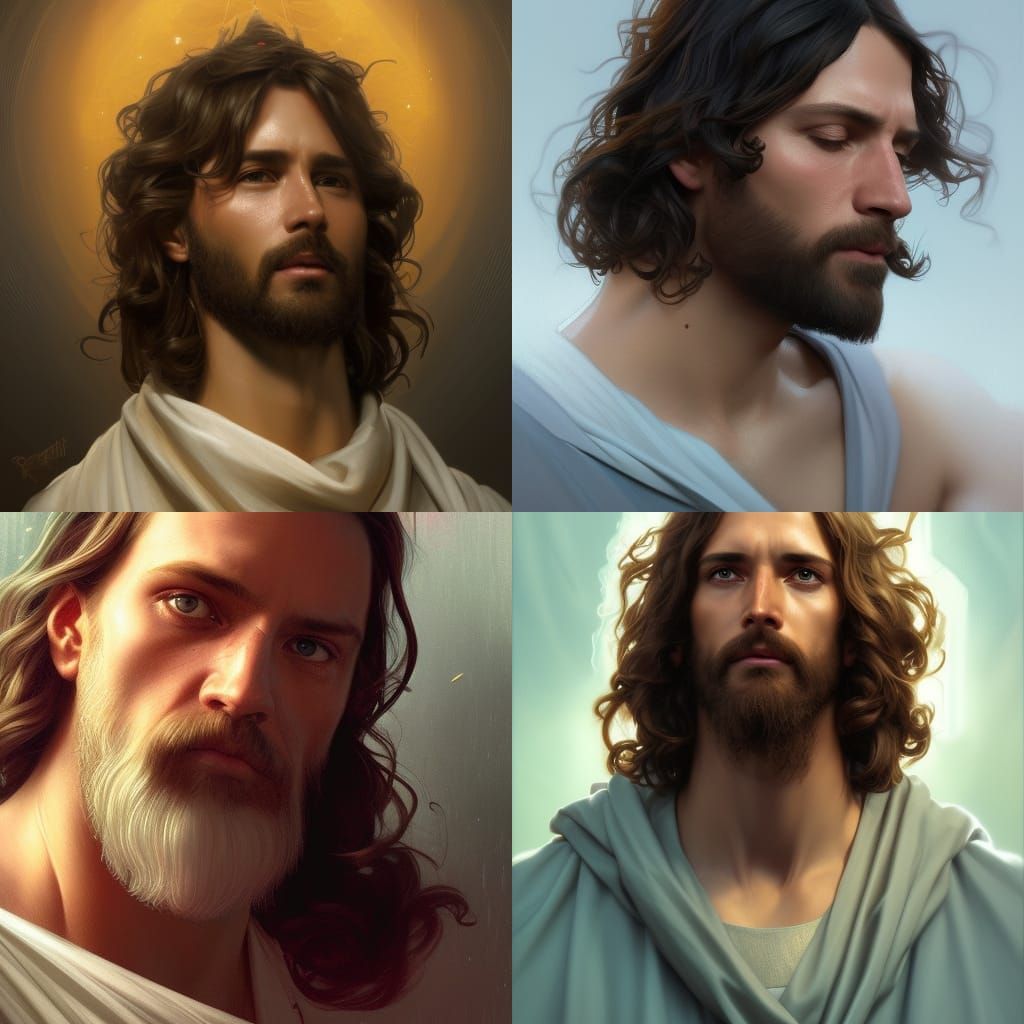 Heavenly Jesus Portrait in Art Nouveau Style