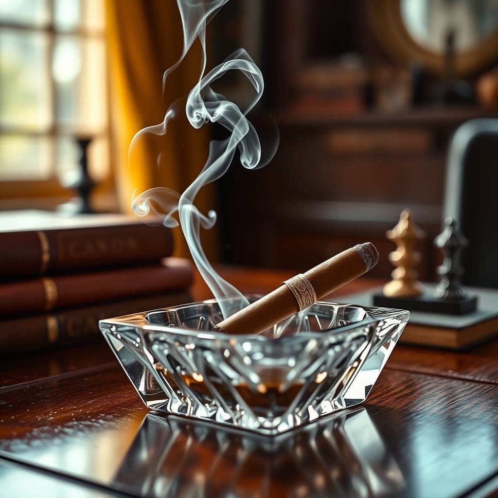 Luxurious Study with Gentle Cigar Smoke