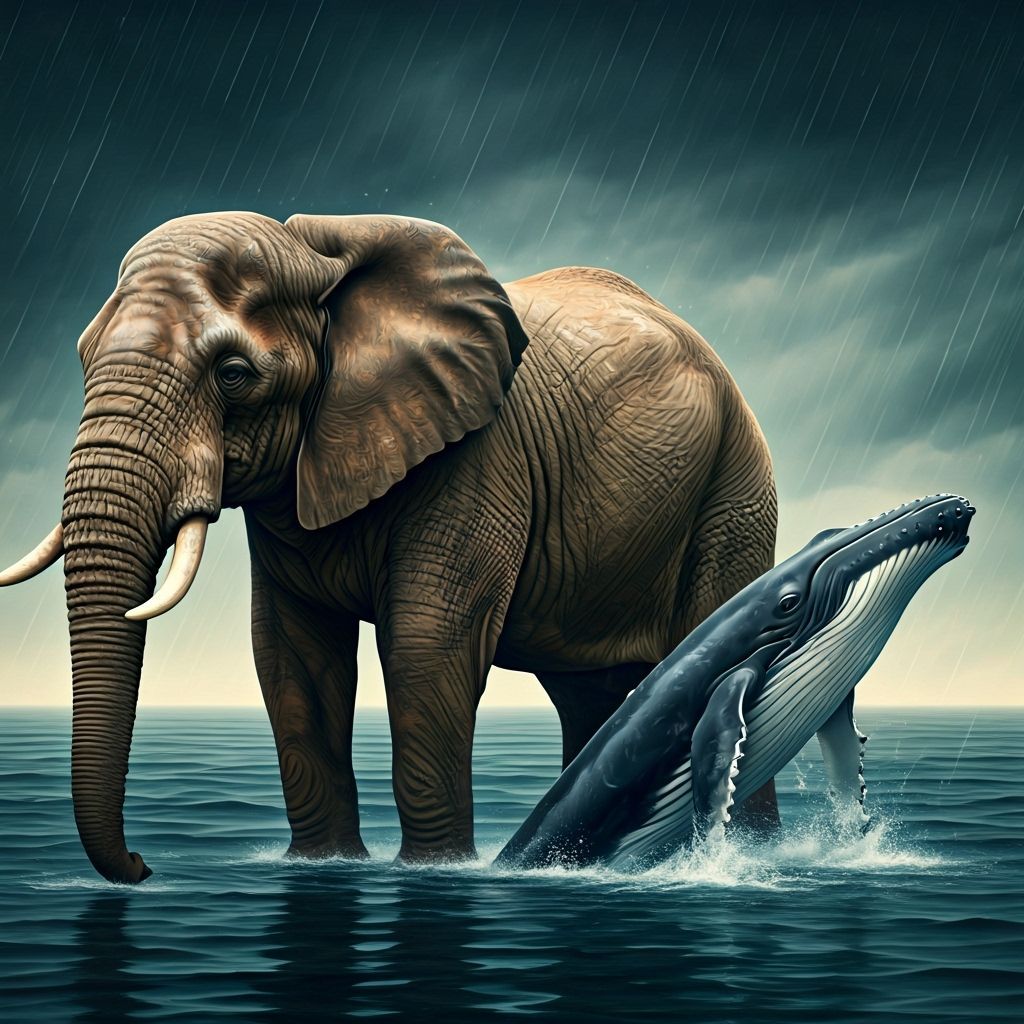 Elephant and Whale: Hyperreal National Geographic Portrait