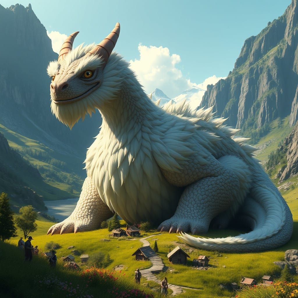 Gentle Dragon Guardian in a Serene Valley