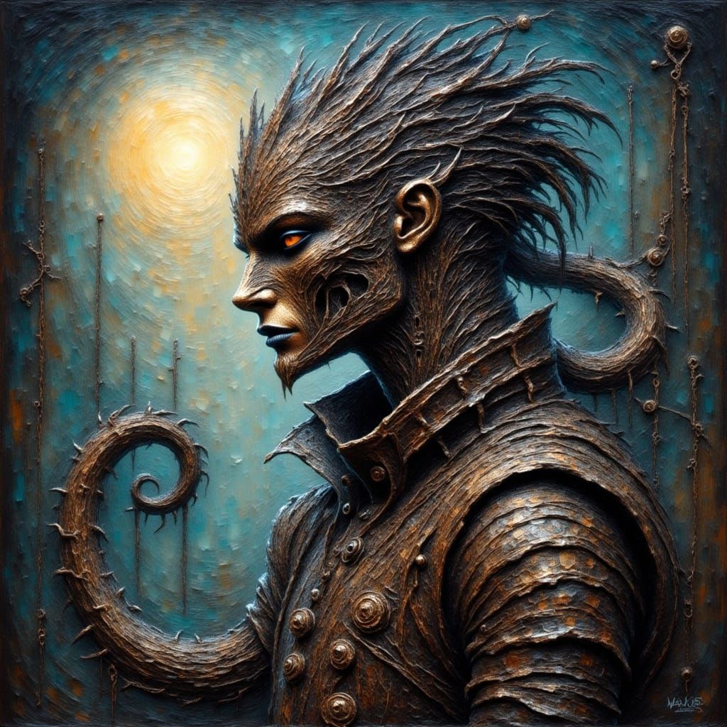 Dragon-Human Hybrid in Armor, Mystical Digital Art