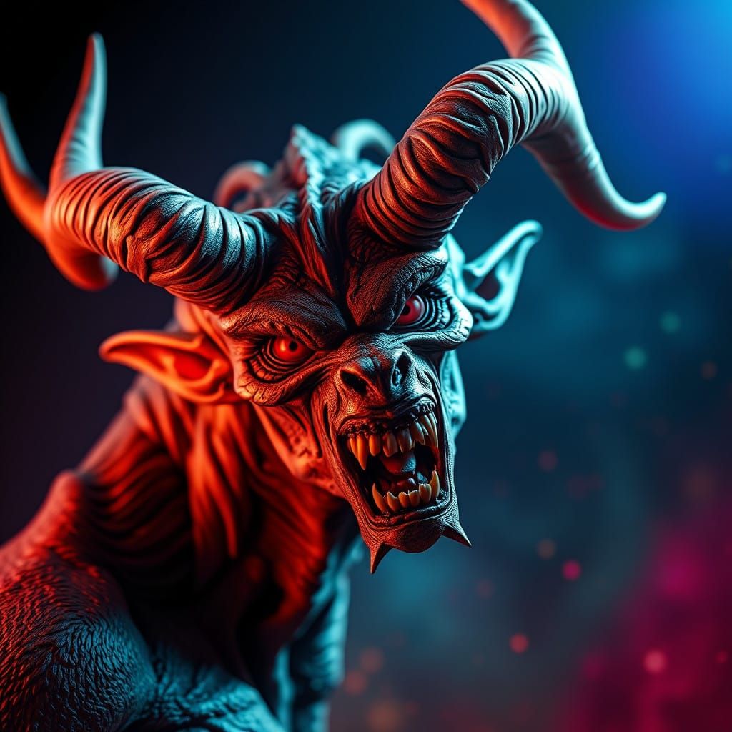 Surreal Demon Illuminated in Dramatic Hyperrealistic Style