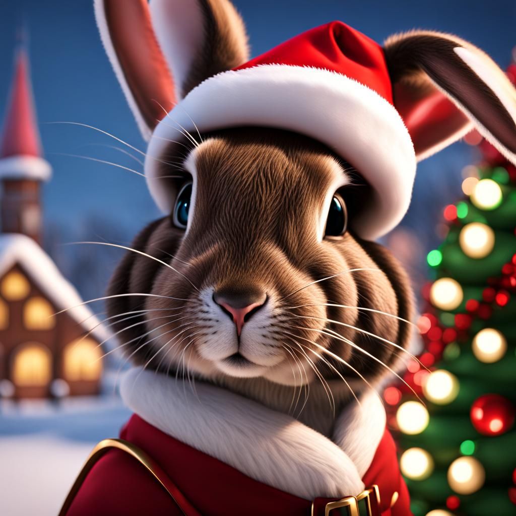 Festive Male Bunny in Christmas Outfit