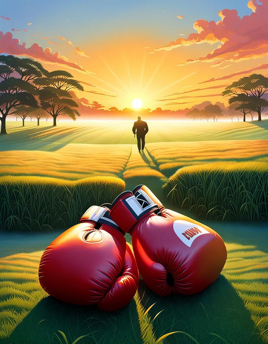 Boxing Gloves at Sunrise Illustration
