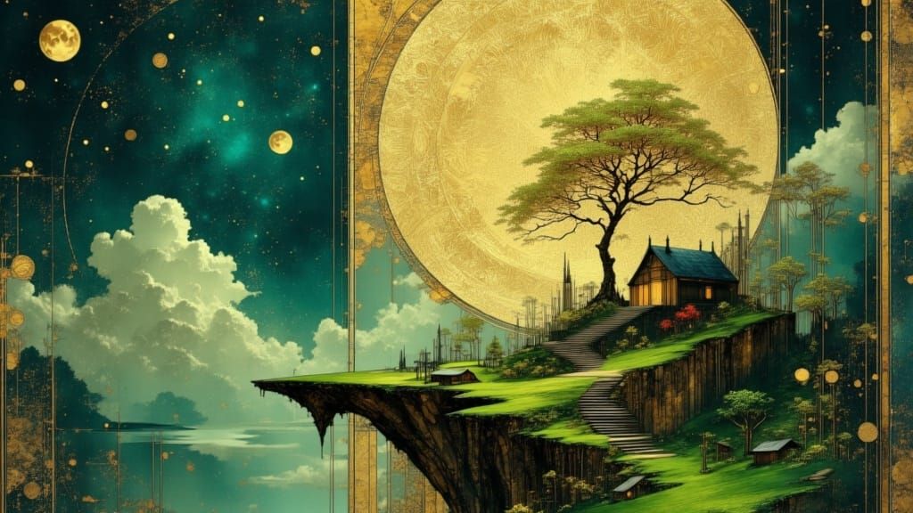 Cosmic City on Floating Plateau Under Energy Dome