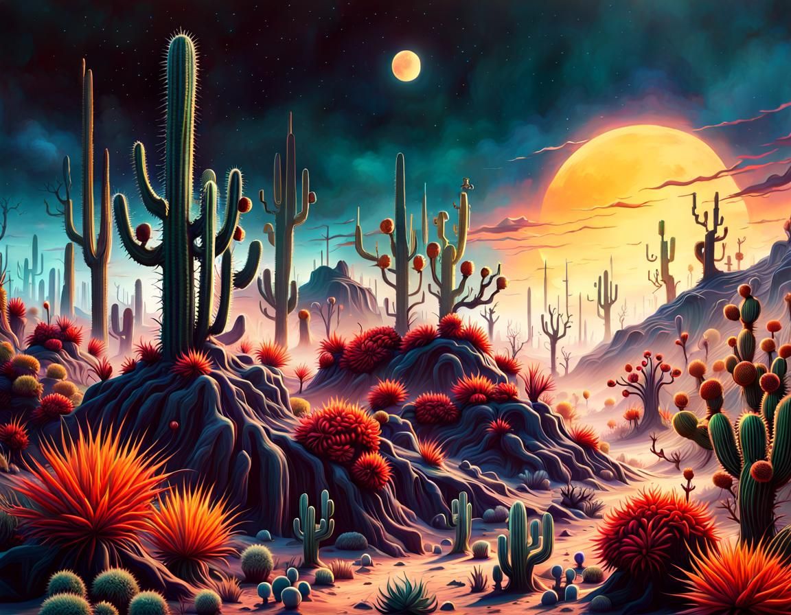 Epic Surreal Horror Landscape with Ethereal Ghosts