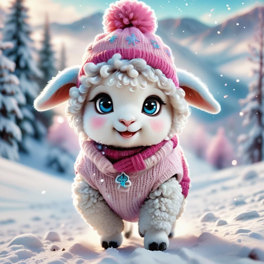 Милый, милый, фантастический, супер-пушистый барашек-чиби с ...