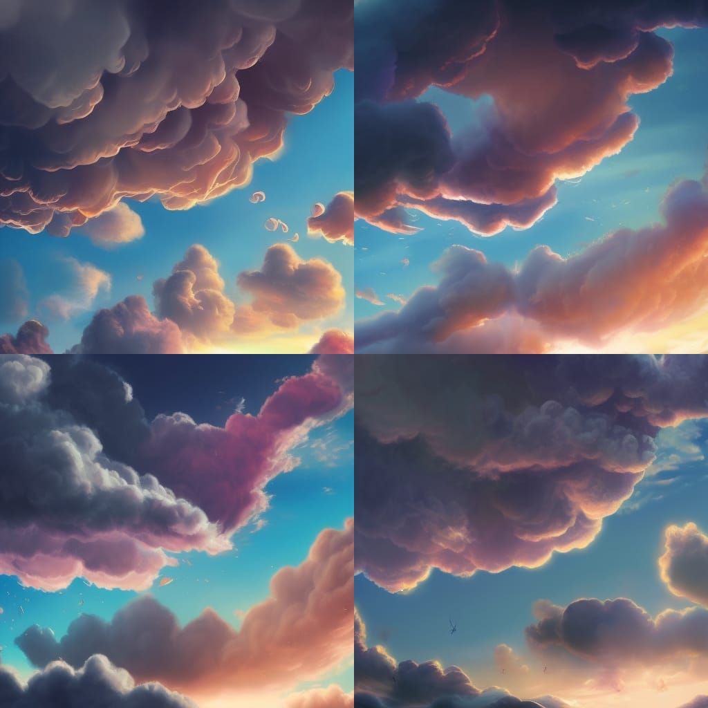 Marshmallow Clouds in Spring, Detailed Matte Painting