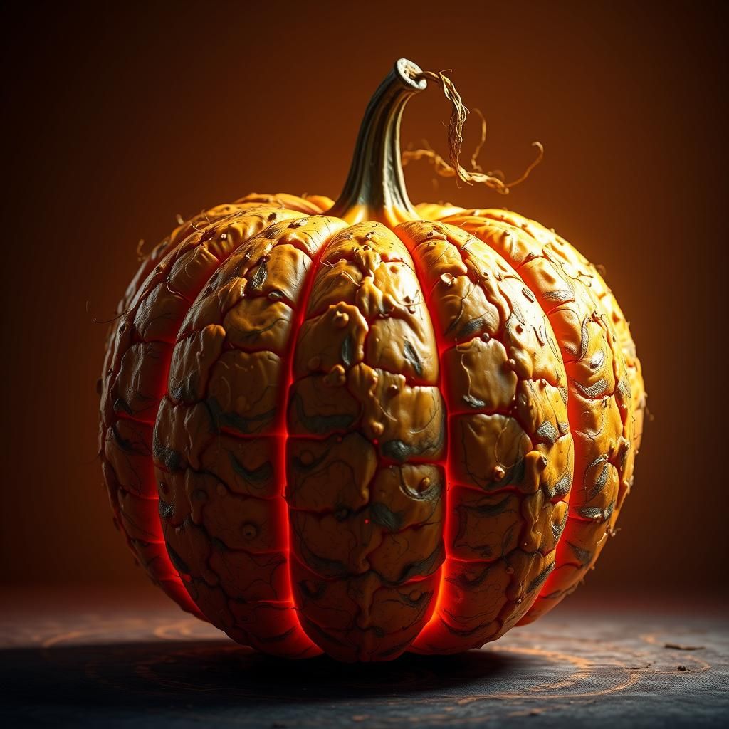 Detailed Gourd with Glowing Background, Concept Art