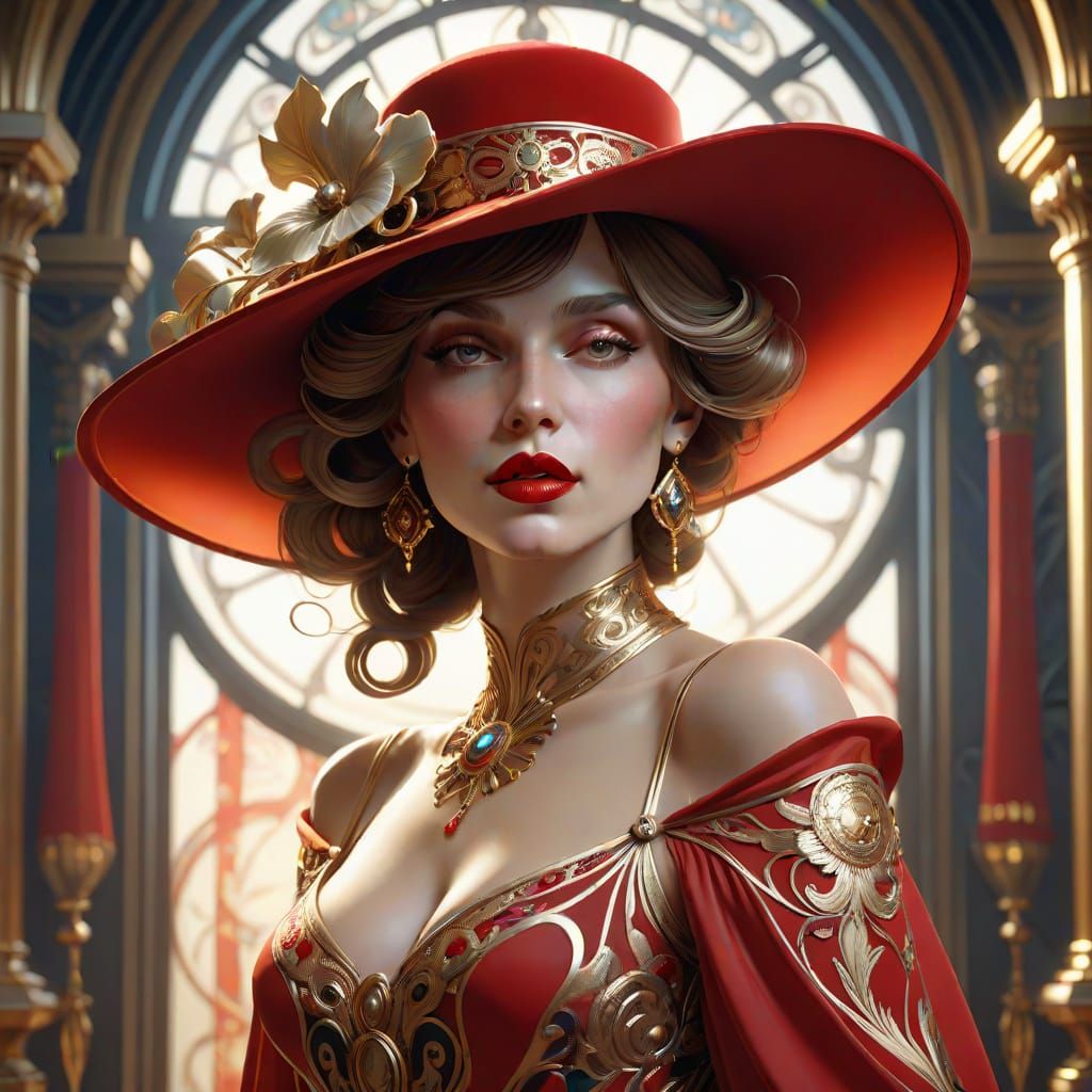 Glamorous Lady in Art Nouveau Style
