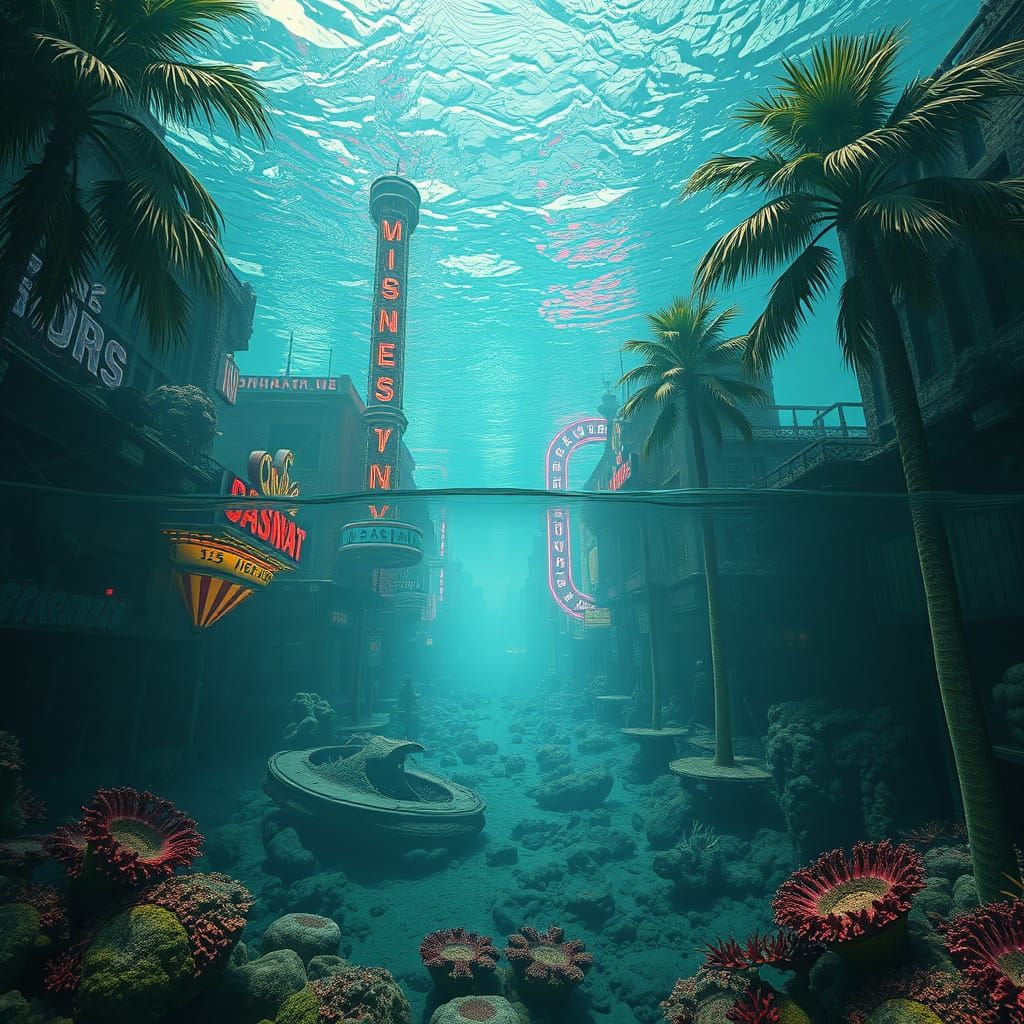 Post-Apocalyptic Underwater Las Vegas Ruins