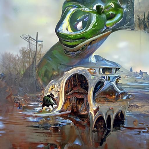 Frog City: An Oil Painting in Gurney Style