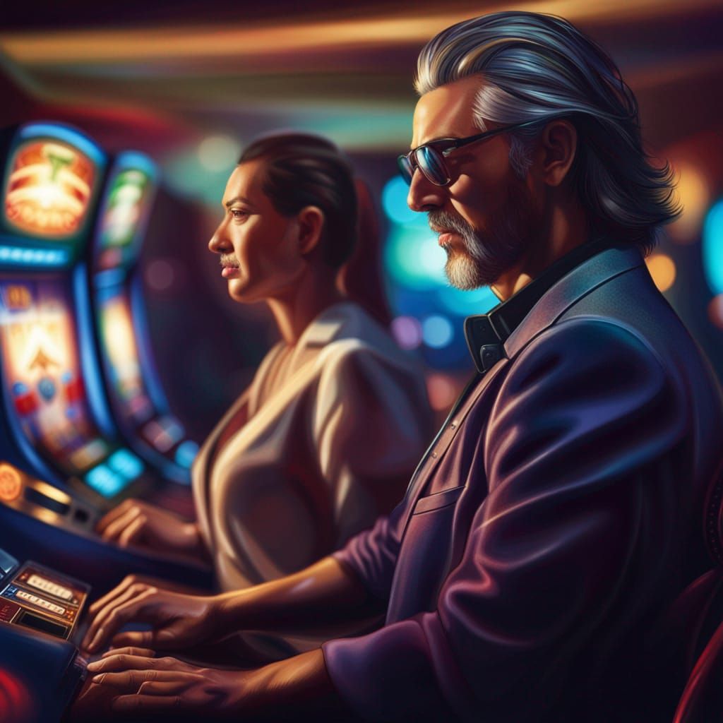 Casino Slot Machines in Hyperrealistic Splash Art