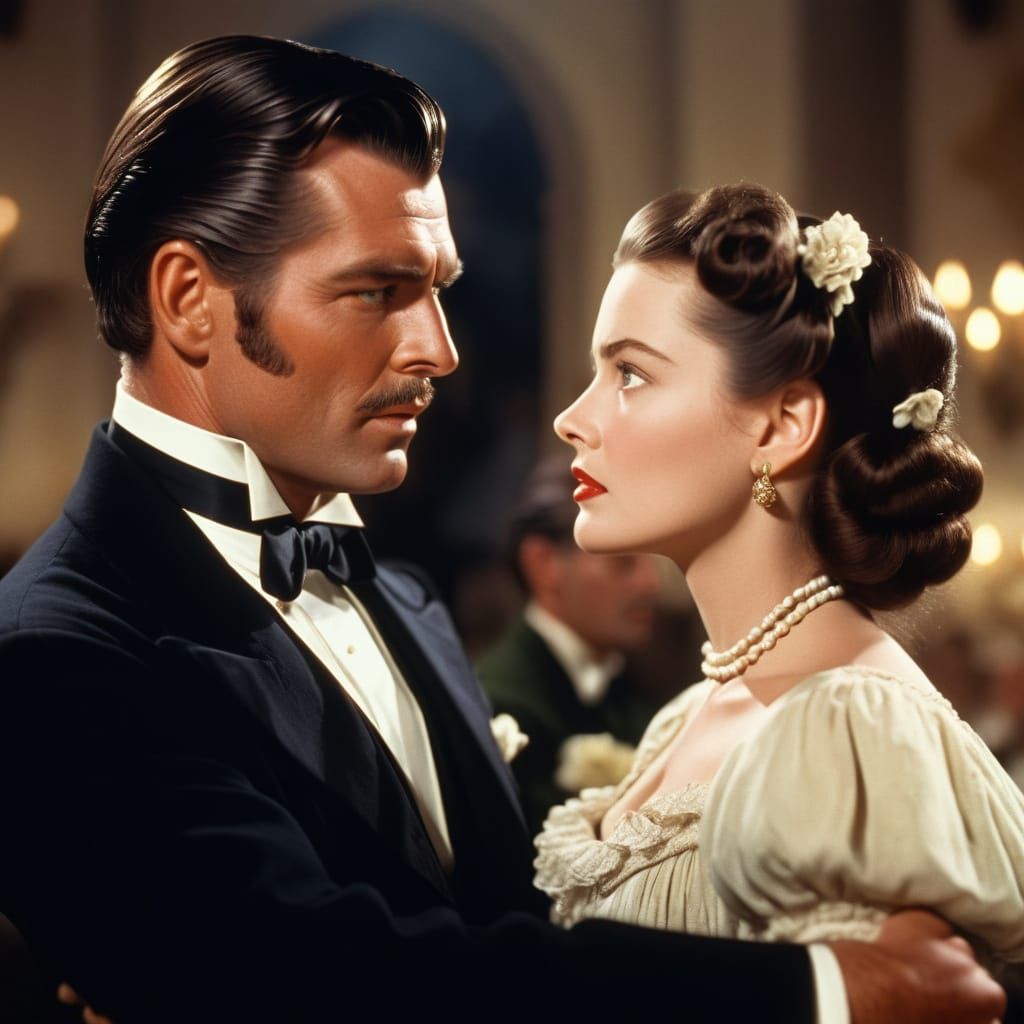 Scarlett O'Hara and Rhett Butler in a Romantic Confrontation...
