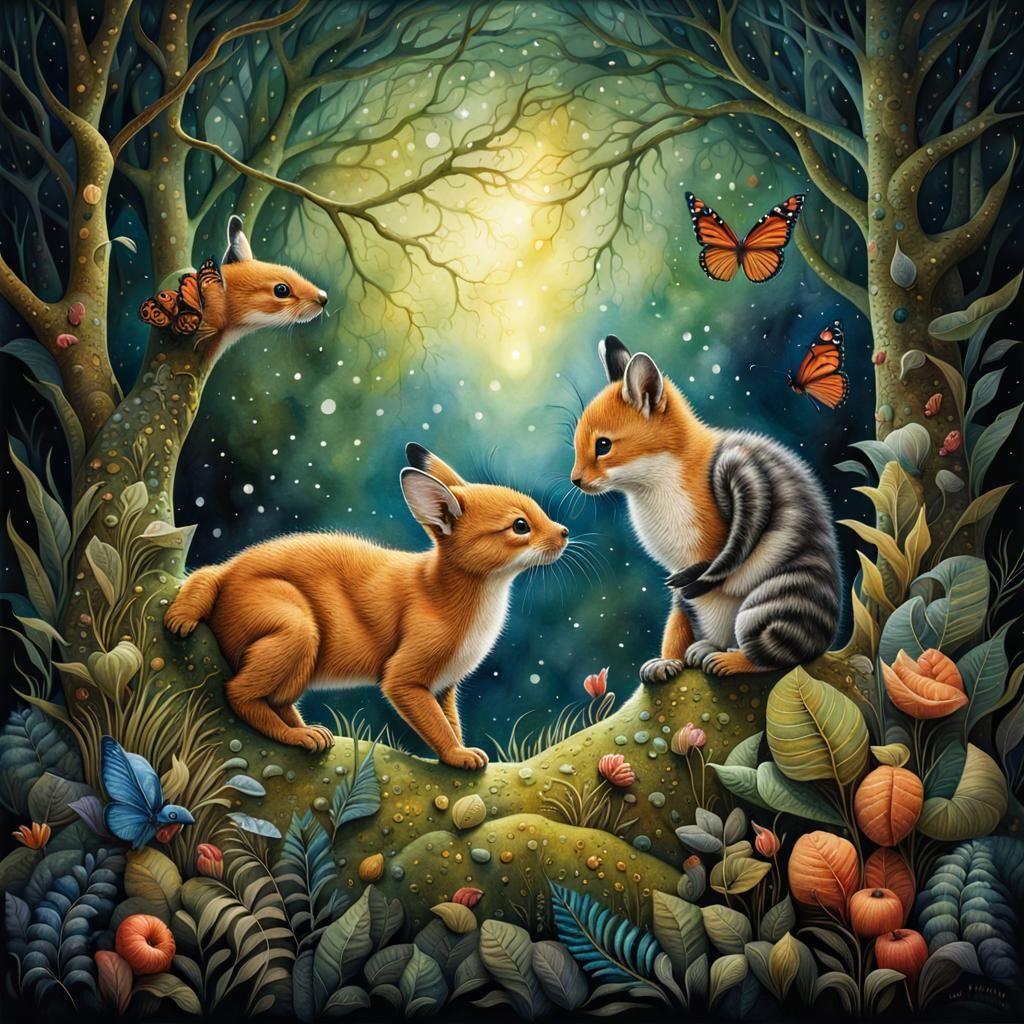 Baby Animals Play in a Fairytale World