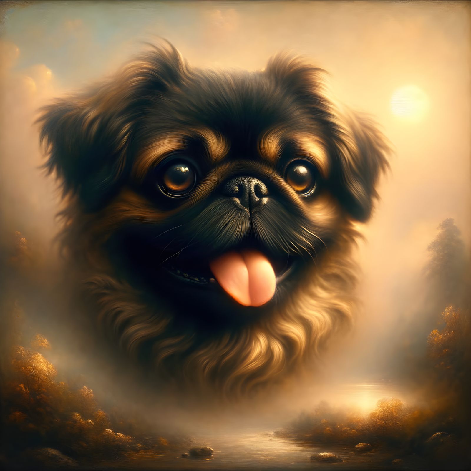 Zhitcu Cross Pug in Ethereal Fantasy Landscape