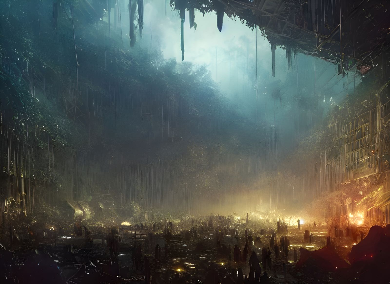 Post-Apocalyptic Spheres in Jungle, Eldritch Concept Art