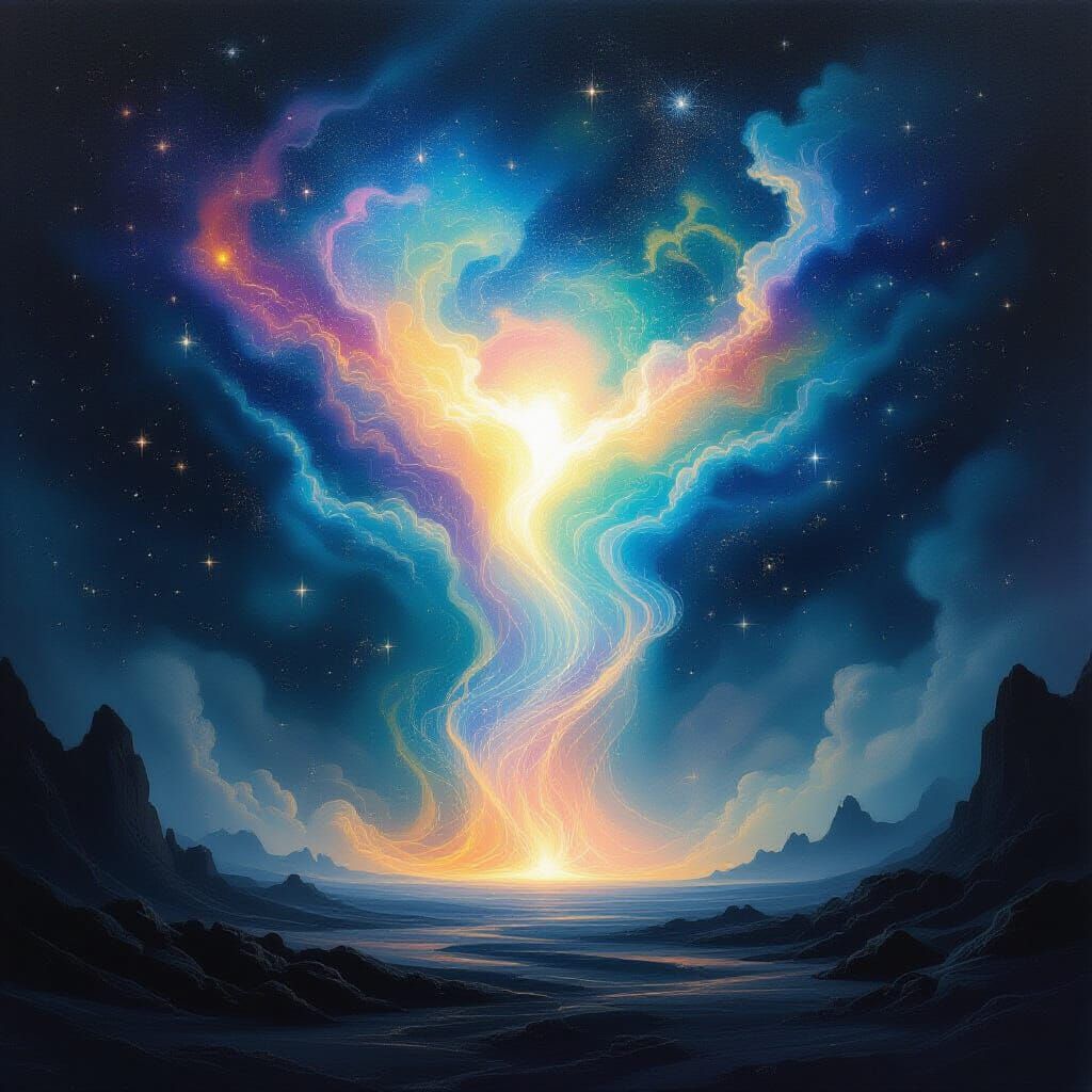 Ethereal Spirit Rises in Surrealist Dreamscape