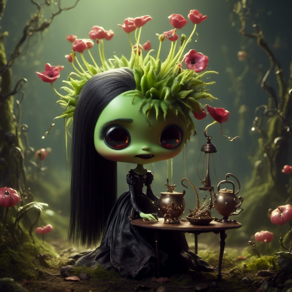 Morticia Addams and the Cute Venus Flytrap