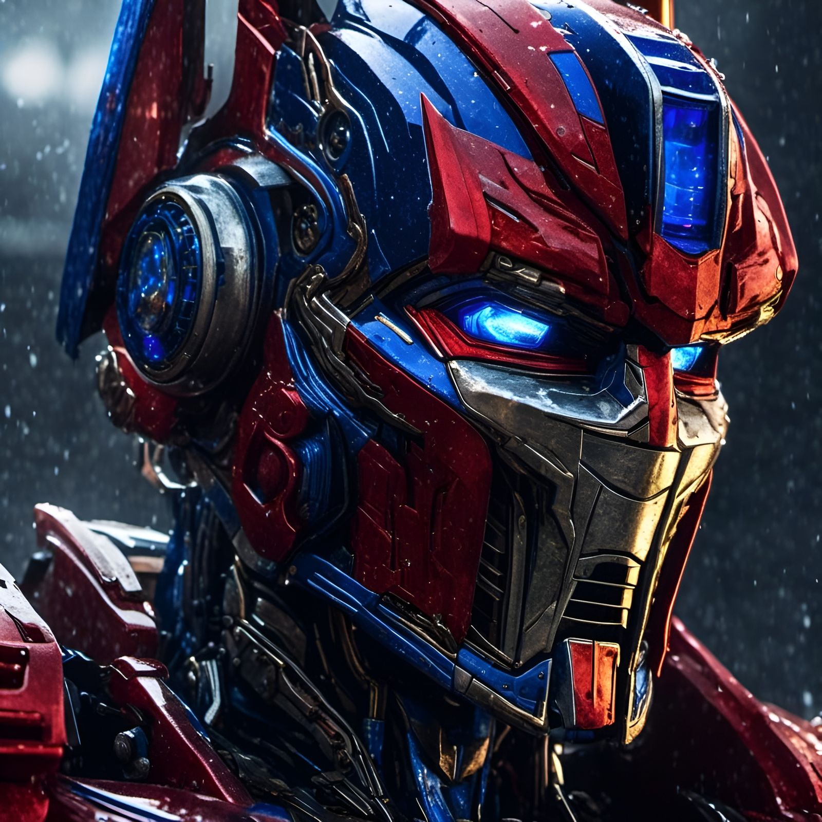 Photorealistic Portrait of Optimus Prime in Suede