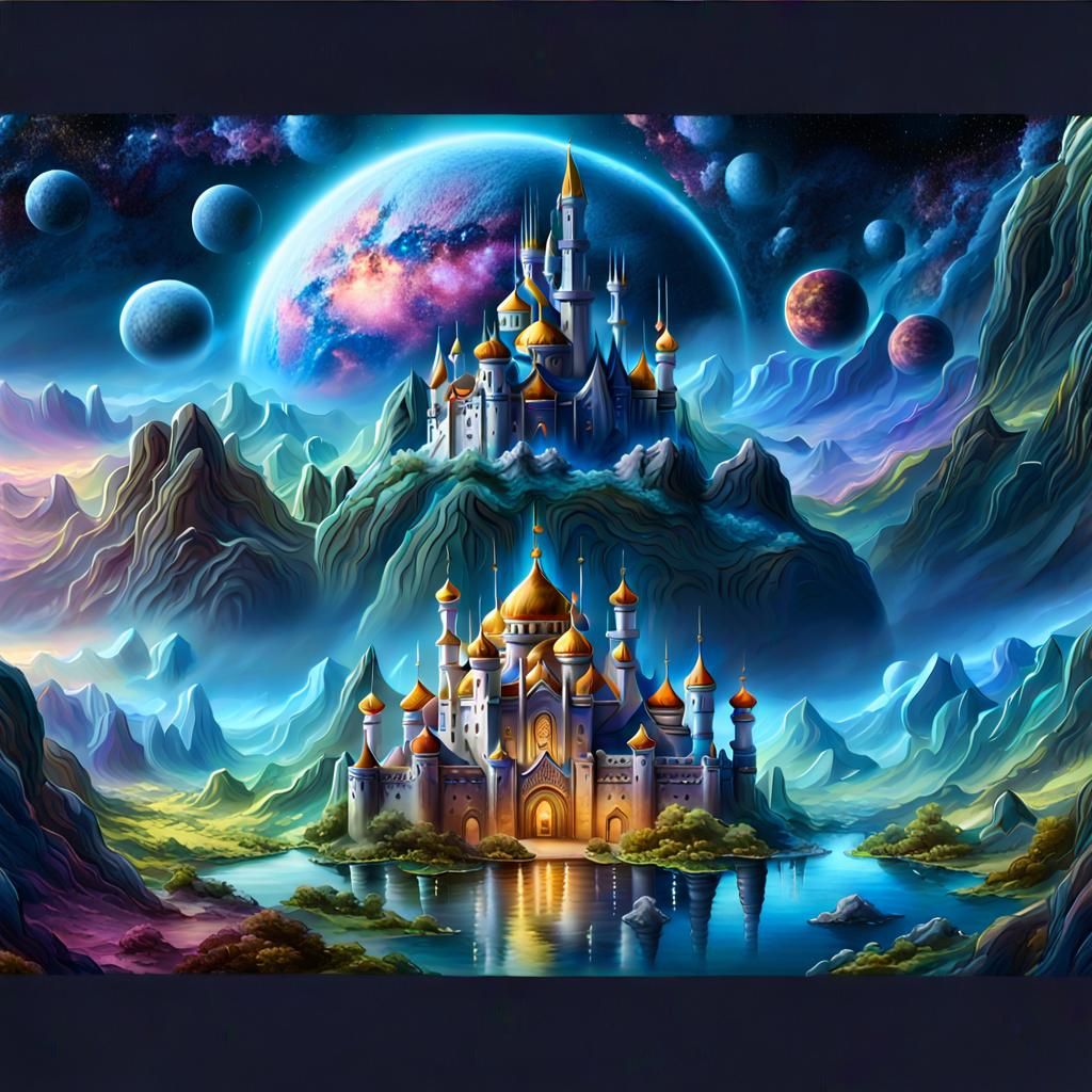 Colorful Space Kingdom in a Fantasy Landscape