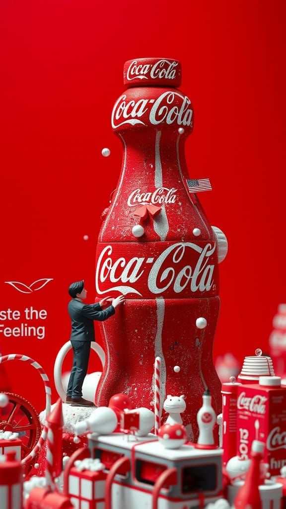 Surreal Coca-Cola World with Miniature Person