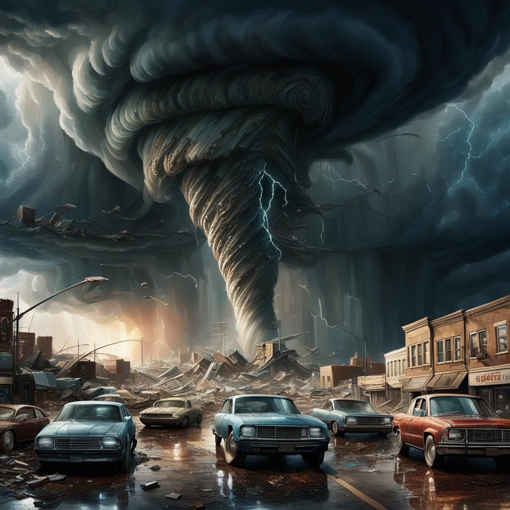 Dramatic Tornado Concept Art in Hyperrealism