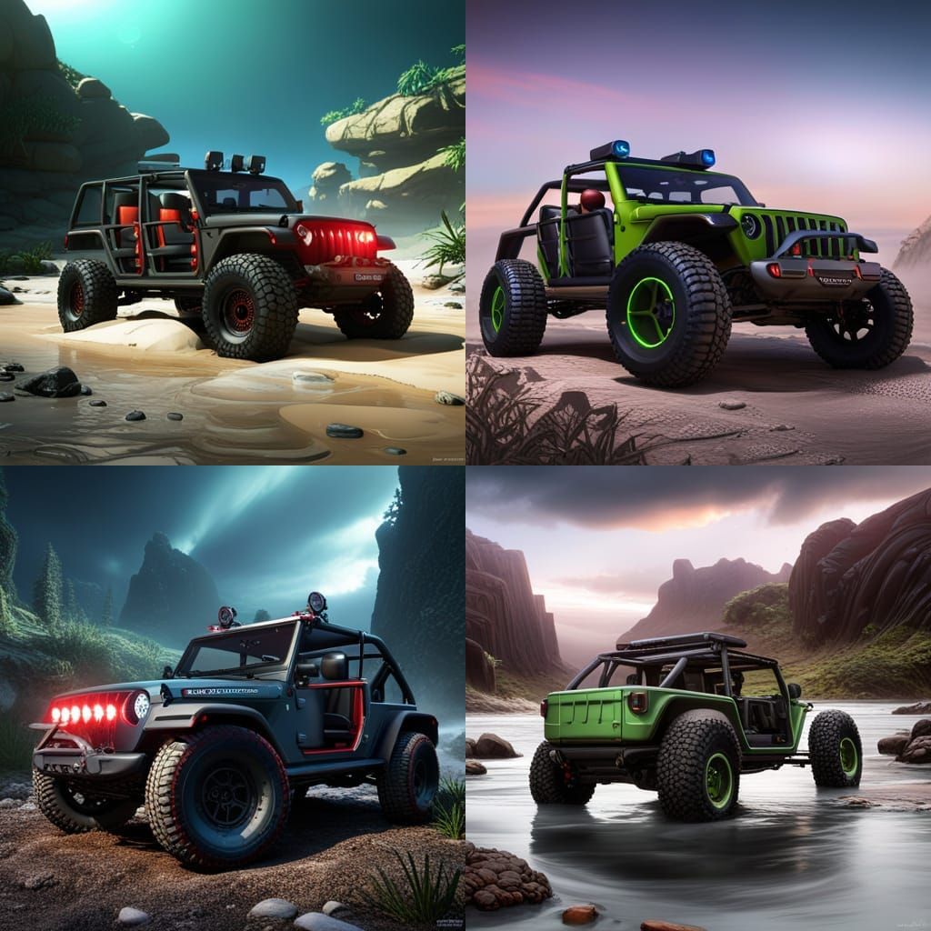 Offroad Amphibian Car in Detailed Matte Painting