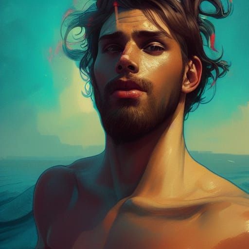 Detailed Merman Portrait in Hyperrealistic Style