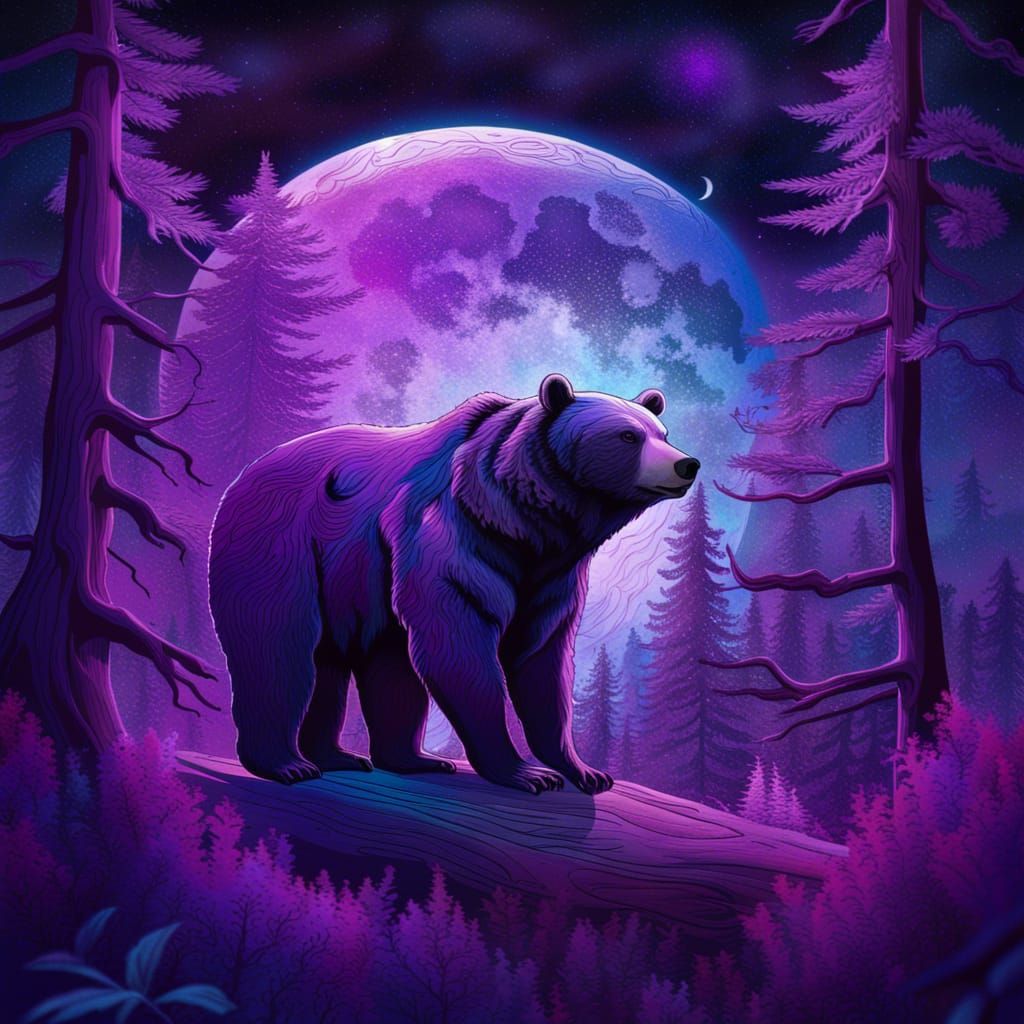 Bear in Purple Haze, Astral Illustration