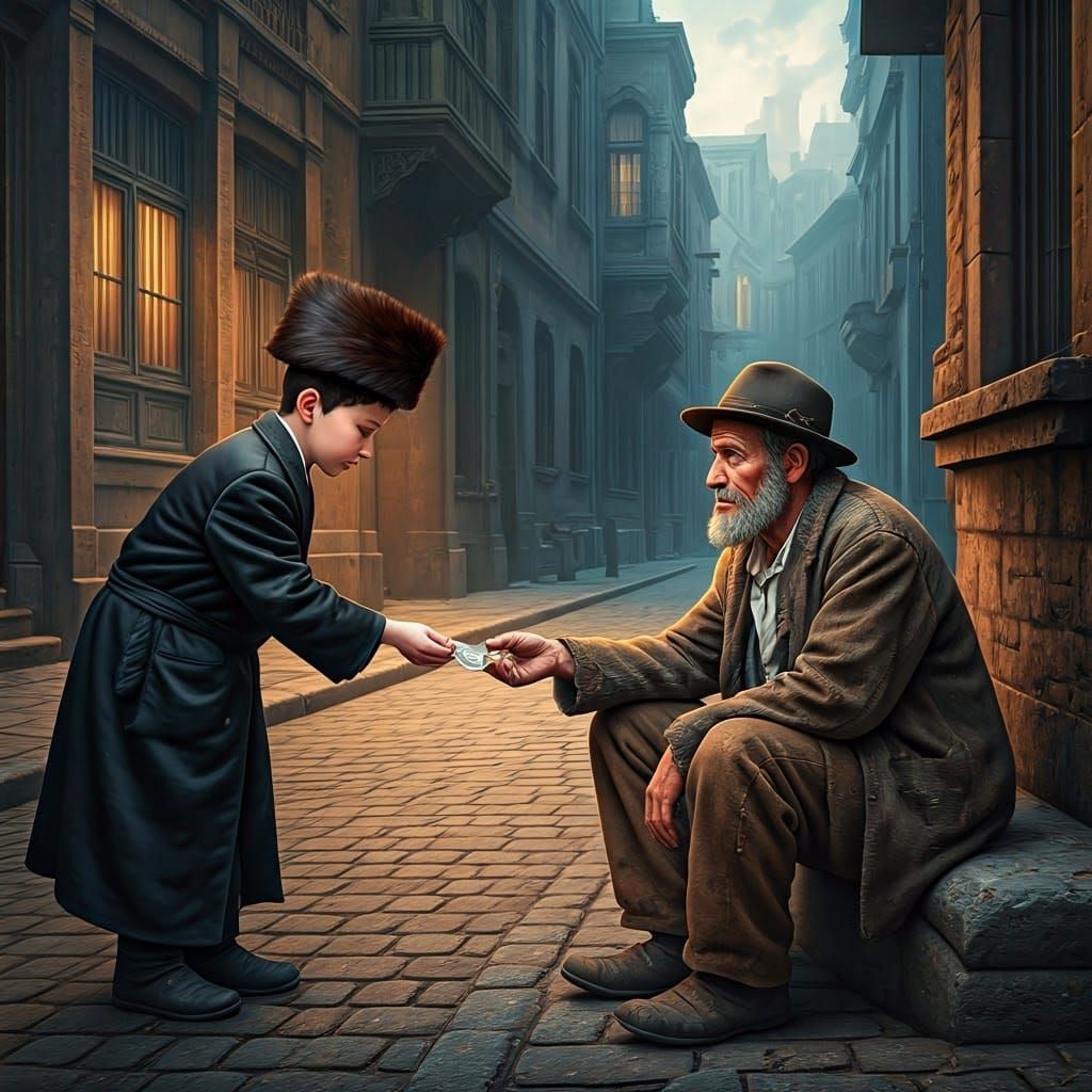 Compassionate Hasidic Boy in 19th-Century Eastern European G...