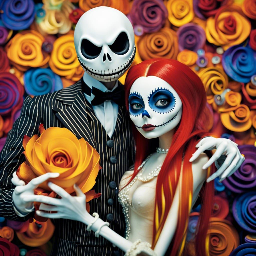 Jack and Sally Portrait in Illustrative Style