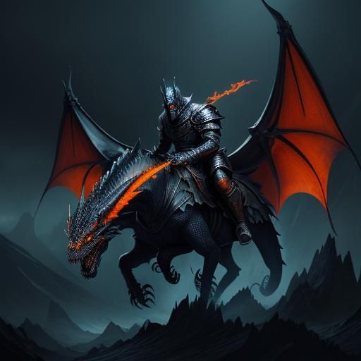 Assassin Rides Dragon in Dark Fantasy Art